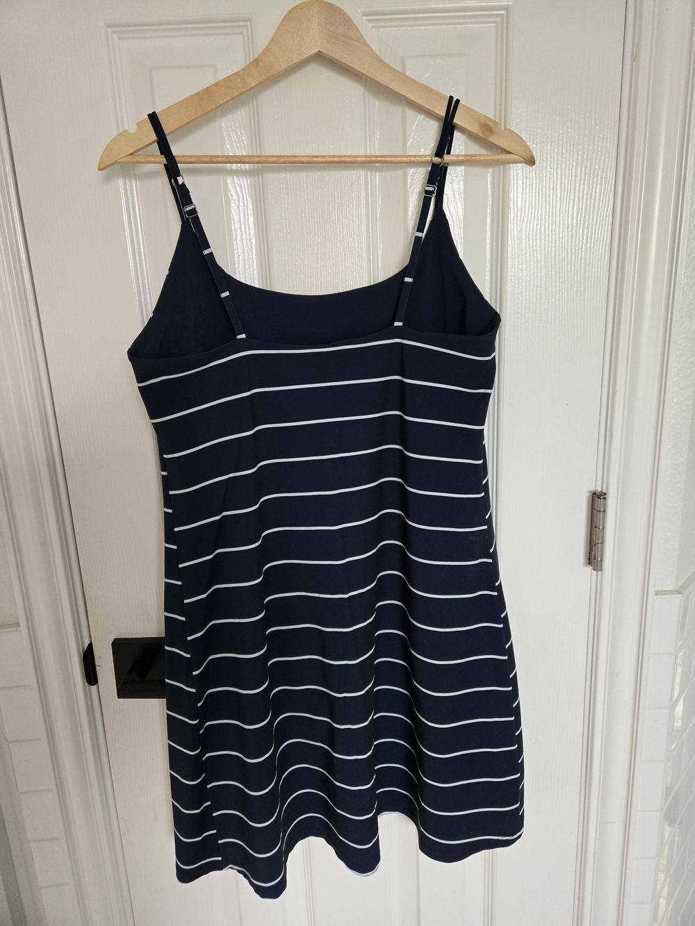 Abercrombie & Fitch Active Traveler Dress Navy Blue Striped Mini Dress - Picture 3 of 5